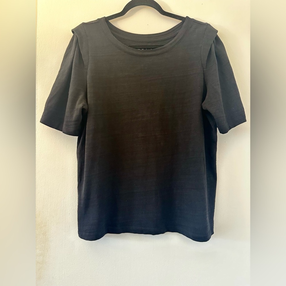 LOFT Black Short Sleeve Tee with Classic Crew Neck